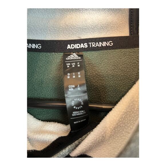 Adidas Game & Go Big Logo Pullover Hoodie Green Gray Athletic Medium Sweatshirt - Picture 2 of 3